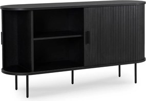 Kétajtós, tolóajtós komód 140 cm méretben, fekete színben TRISH