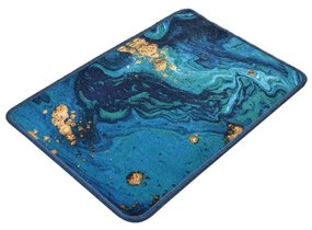 Kék-aranyszínű fürdőszobai kilépő 60x40 cm Marbling - Foutastic