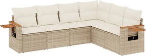 vidaXL 6 részes bézs polyrattan kerti ülőgarnitúra párnával