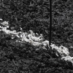 PAMPLONA fekete és krém bolyhos modern szőnyeg Ø 80 cm