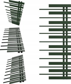 Fürdőszobai radiátor Zongora 1280x570 Jobbos Zöld
