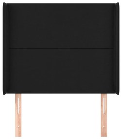 fekete műbőr fejtámla szárnyakkal 103x16x118/128 cm