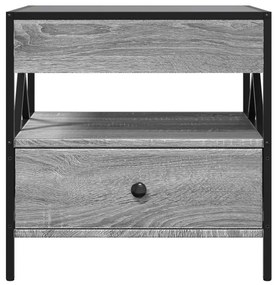 szürke sonoma végtelen hatású LED-es dohányzóasztal 50x50x51 cm