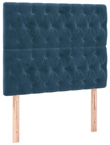 sötétkék bársony LED-es fejtámla 90x7x118/128 cm
