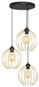 Csillár zsinóron MERCURE 3xE27/15W/230V arany/fekete