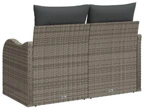 2-Fős Kerti Kanapé Tárolóval és Párnákkal Szürke Poli Rattan