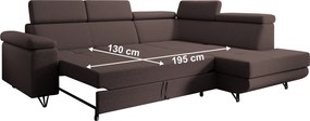 Kinyitható ülőgarnitúra, barna, jobbos, JOGI ROH