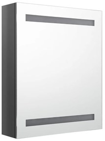 fényes szürke LED-es tükrös fürdőszobaszekrény 50 x 14 x 60 cm