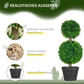 Műnövény szett, 2 db buxus, cserépben 60cm magas