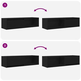 fekete tölgy színű szerelt fa TV-szekrény 100x31x25,5cm