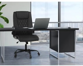 Fekete ökobőr irodai szék hintamechanikával. KA-Y344 BK