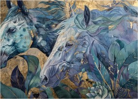 Kép - Lovak arany háttérrel (70x50 cm)