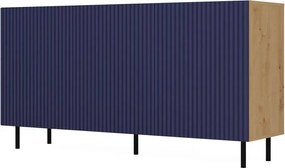 Kama 3 komód (egyenes mintázat), tölgy-kék