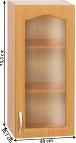 Konyha szekrény, felső, éger, jobbos kivitel, LORA MDF NEW KLASIK W40S