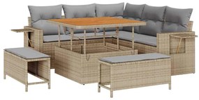 vidaXL Kerti Kanapé Szett párnával 8 pcs Bézs polirattan