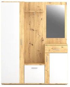 NOLAN előszobafal tükörrel, artisan tölgy/fehér