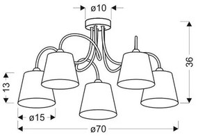 Csillár rúdon LUK 5xE14/40W/230V