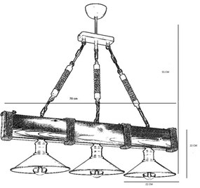 Csillár láncon KUTUK 3xE27/60W/230V