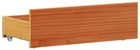 barna tömör fenyőfa ágy matrac nélkül fejtámlával 100 x 200 cm