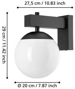Eglo 900669 - Kültéri fali lámpa BUFALATA 1xE27/40W/230V fekete IP44