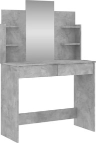 vidaXL betonszürke fésülködőasztal tükörrel 96 x 39 x 142 cm