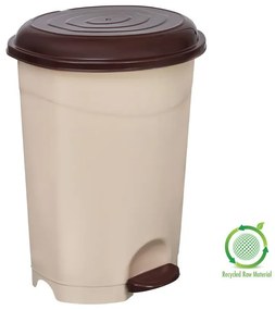 Pedálos szemetes kuka, műanyag, ECO barna kivehető kosárral, 12L NO3