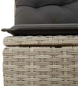 3 személyes világosszürke polyrattan kerti kanapé párnával