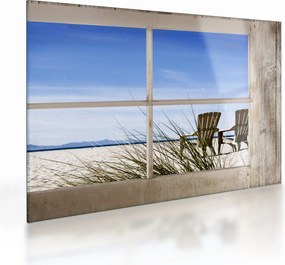 Üveg kép - A strandra néző ablak (70x50 cm)