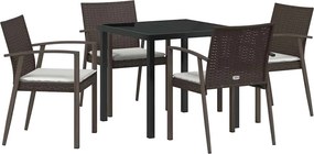 vidaXL Kert étkező szett 5 pcs Barna és fekete PE Rattan