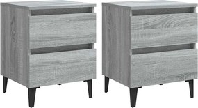 vidaXL 2 db szürke sonoma színű éjjeliszekrény fémlábakkal 40x35x50 cm
