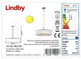 Lindby Lindby - LED Dimmelhető csillár zsinóron AMON 3xLED/12W/230V LW0017