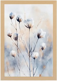 Poszter Keret Fa Akvarell Természet Rét Virágok Pamut Boho 40x60