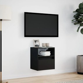 fekete fali TV-szekrény LED-világítással 41x31x45 cm