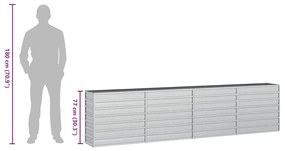 ezüstszínű horganyzott acél kerti magaságyás 320 x 40 x 77 cm