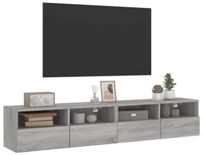 2 db szürke sonoma szerelt fa fali TV-szekrény 80 x 30 x 30 cm