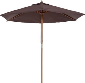 Outsunny Tálcaernyő Ø250x230 cm Teraszi Napernyő 6 Bambusz Ribs Lefogható Oszlop Anti-UV Vízálló Fa Keret Tengerpartra és Teraszra Barna | Aosom