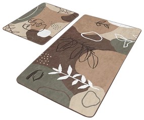 Barna bársony fürdőszobai kilépő szett 2 db-os 60x100 cm Abstract Faces – Mila Home