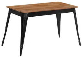 Tömör akácfa és acél étkezőasztal 120 x 60 x 76 cm