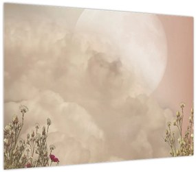 Üveg kép - Rózsaszín telihold (70x50 cm)