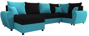 U alakú sarokkanapé Fleur Long (türkiz + fekete)  (J). 1057080