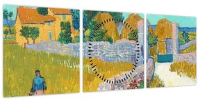 Kép - Vincent van Gogh, Farmhouse in Provence, reprodukciók (órával) (90x30 cm)