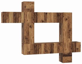 TV szekrény garnitúra 10 pcs Régi fa 30.5 x 30 x 90 cm Faanyag