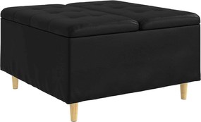 vidaXL Tároló oszmán párnával Fekete 80 x 80 x 45 cm Műbőr