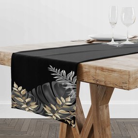 Futófelület Abrosz Asztalra Matt Sima 40x140 Mostera Fekete Arany 009