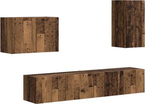 vidaXL TV falit kabinet szett Falra szerelhető 4 pcs Öreg fa Faanyag
