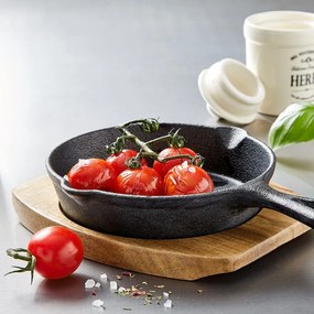 HOT IRON mini öntöttvas serpenyő fa alátéttel, 14 cm