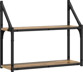 vidaXL Falpolc polcokkal kézműves tölgy 60 x 21 x 51 cm Faanyag