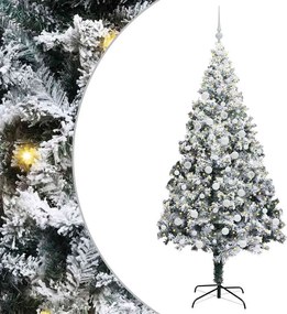 vidaXL Mű karácsonyfa 300 LED-del Fehér 180 cm PVC és Acél és Műanyag