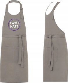 Konyhai Kötény Vendéglátóipari Védőkötény Hímzett Logóval Sötét Bézs