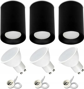 Falra szerelhető lámpatest szett Fekete Gyűrű modern izzó GU10 7W 4000K